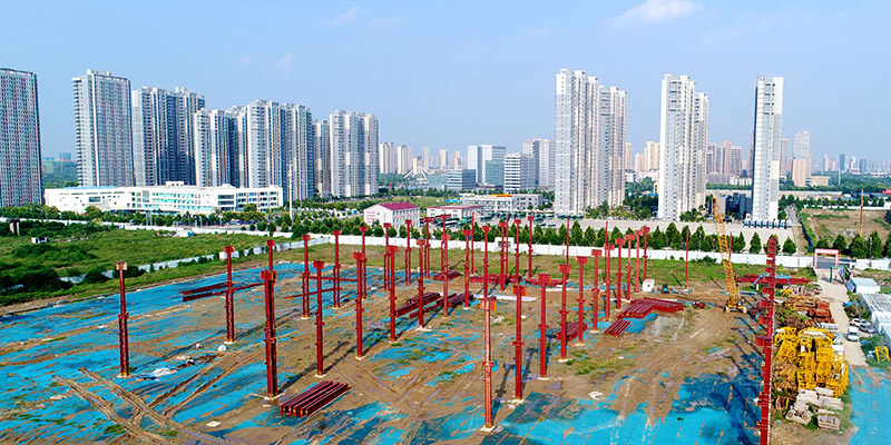 尊龙集团工业园钢结构厂房航拍图